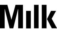 a black and white logo with the word milk